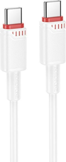 Borofone USB 2.0 Cable USB-C male - USB-C 60W Λευκό 1m tt101625