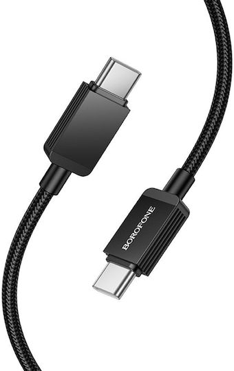 Borofone USB 2.0 Cable USB-C male - USB-C 60W PD Μαύρο 1m
