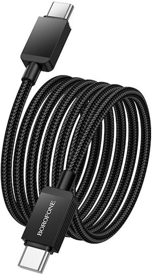 Borofone USB 2.0 Cable USB-C male - USB-C 60W PD Μαύρο 1m