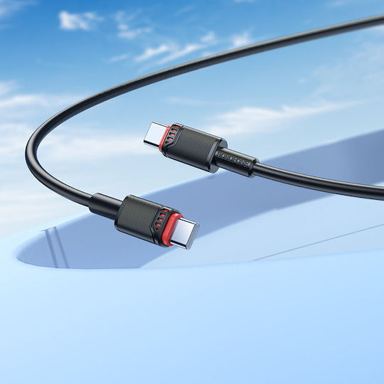 Borofone USB 2.0 Cable USB-C male - USB-C 60W Μαύρο 1m tt101624