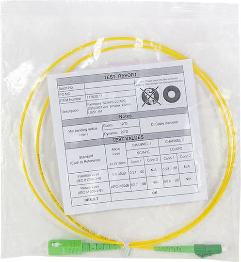 LogiLink Optisches Faserkabel SC/APC-LC/APC 2m Gelb