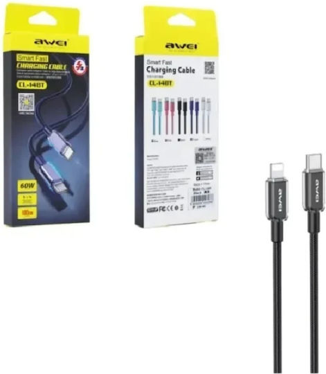 Awei USB-C to Lightning Cable 30W Μαύρο 1m (CL-148L)
