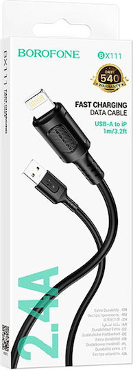Borofone Редовна USB-A към Lightning кабел 18W Черен 1м