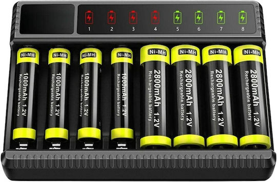 Beline USB Φορτιστής 8 Μπαταριών Μεγέθους AA/AAA
