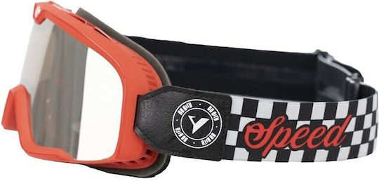 By City Motorradbrille Schutzbrille Roadster Goggle Rot
