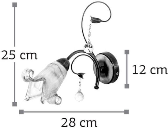 Inlight 43348 Vintage Lamp Wall with Socket E14 Silver 25cm