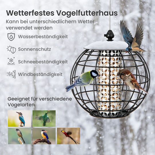 Costway Birds Feeding and Watering Feeder and Water Feeder in Black Color