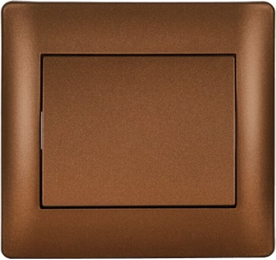 Elmark Recessed Wall Switch Single with Frame Aller Retour Brown Metallic