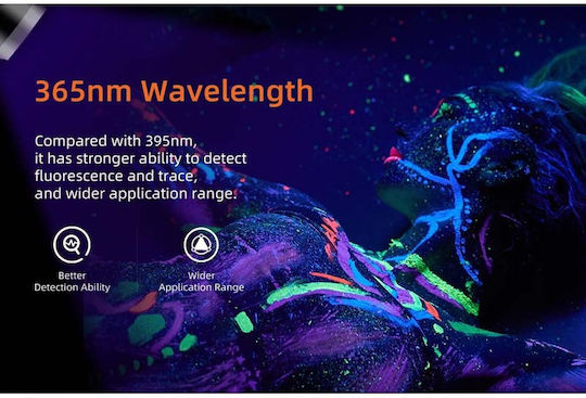 Superfire Făclie LED UV Reîncărcabilă IP44 cu Luminozitate Maximă 365lm