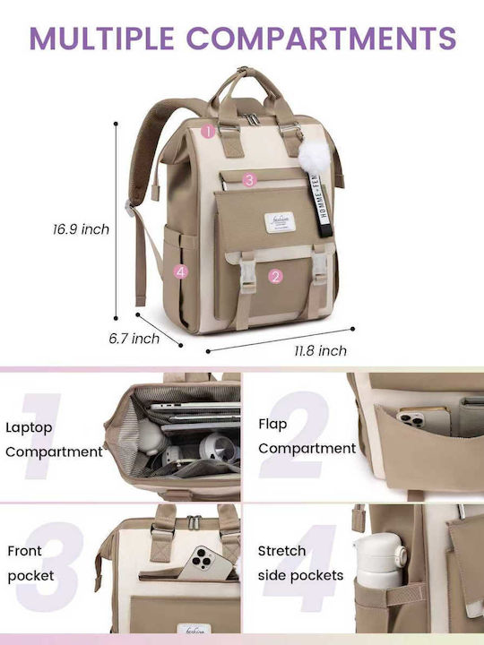 Lovevook Wasserdicht Tasche Rucksack für Laptop 15.6" in Beige Farbe MB2119