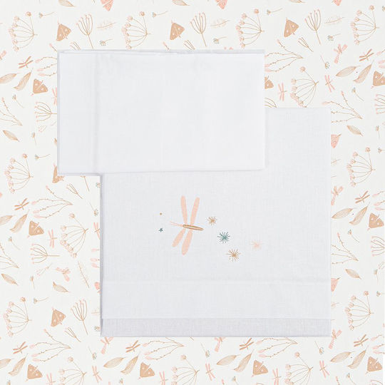 Bimbidreams Подредба с Ластик Organic Jersey Cottage Бял 70x140см