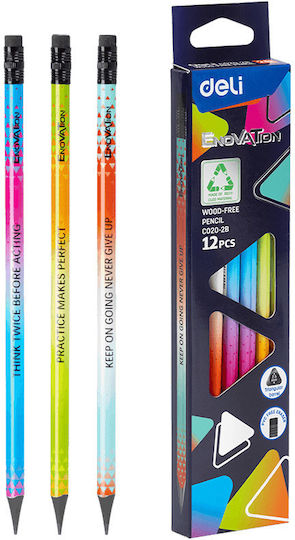 Deli Pencil Set with Eraser 12pcs (Μiscellaneous colours)