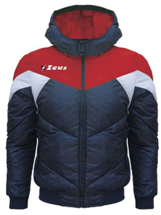 Geacă Puffer Denim/Roșu