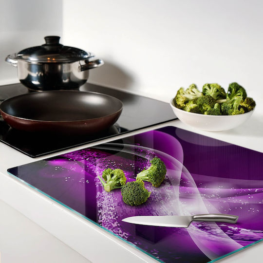 Protective Counter Cover Tempered Glass Abstract Wave 60x52 Cm