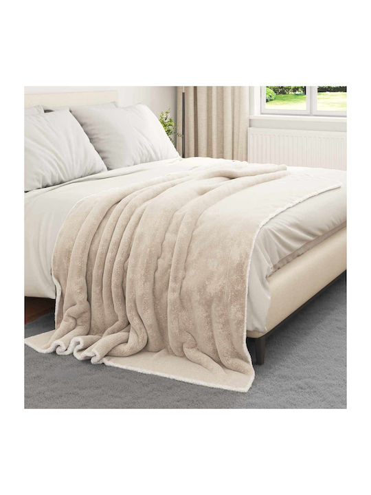 vidaXL Κουβέρτα Fleece Μονή 150x200εκ. Μπεζ