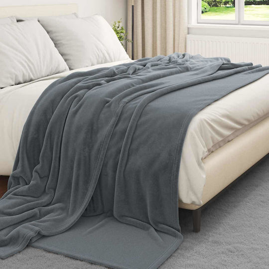 vidaXL Fleece Blanket Double 240x270cm Dark Grey