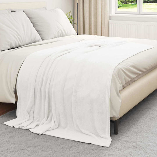 vidaXL Κουβέρτα Fleece Μονή 150x200εκ. Λευκό