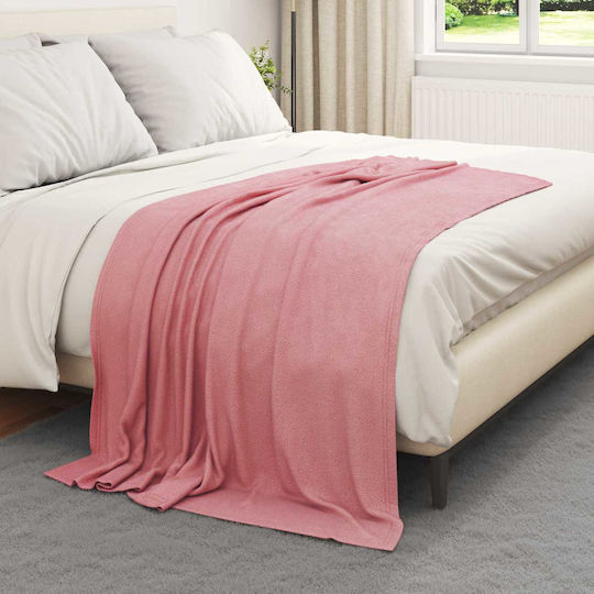 vidaXL Κουβέρτα Fleece Μονή 170x130εκ. Ροζ