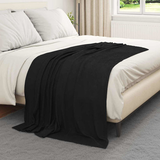 vidaXL Fleece Blanket Single 170x130cm Black