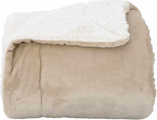 vidaXL Κουβέρτα Fleece Υπέρδιπλη 220x240εκ. Μπεζ