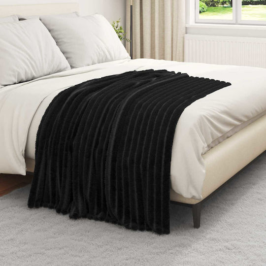 vidaXL Κουβέρτα Fleece Μονή 150x130εκ. Μαύρο