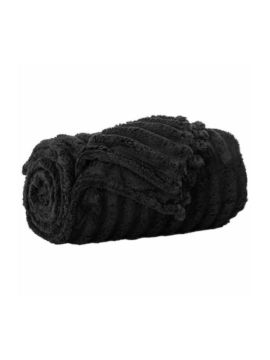 vidaXL Fleece Decke Einzeln 150x130 cm Schwarz