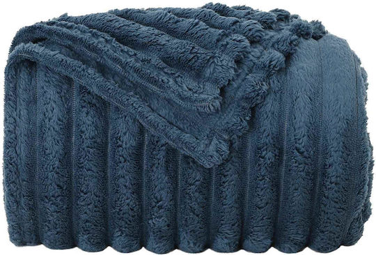 vidaXL Fleece Blanket King Size 270x240cm Dark Blue
