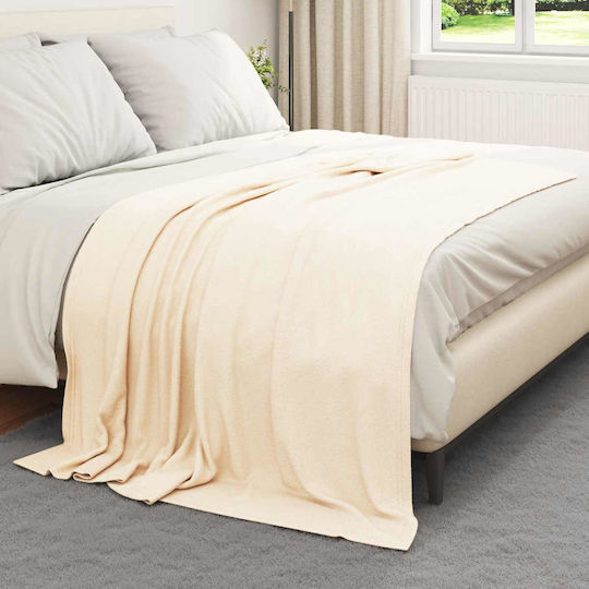 vidaXL Κουβέρτα Fleece Διπλή 200x150εκ. Κρεμ
