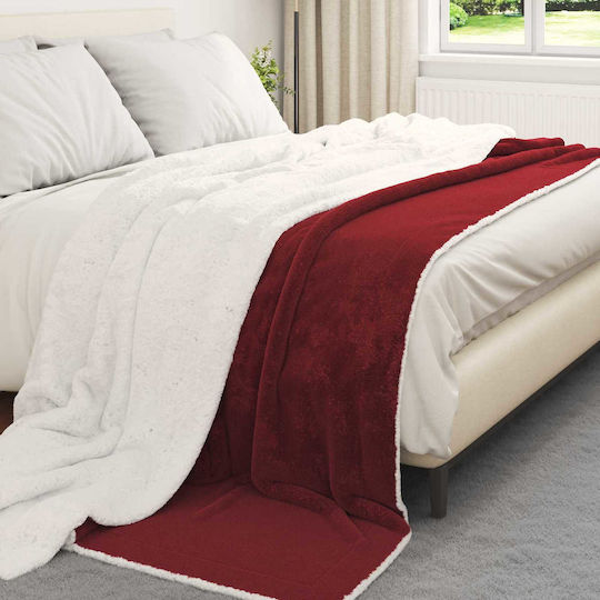 vidaXL Κουβέρτα Fleece Υπέρδιπλη 220x240εκ. Βεραμάν, Κόκκινο