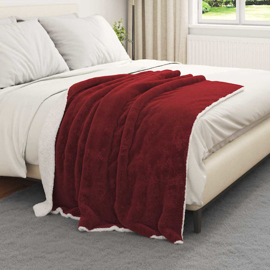 vidaXL Κουβέρτα Fleece Καναπέ 130x150εκ. Βεραμάν, Κόκκινο