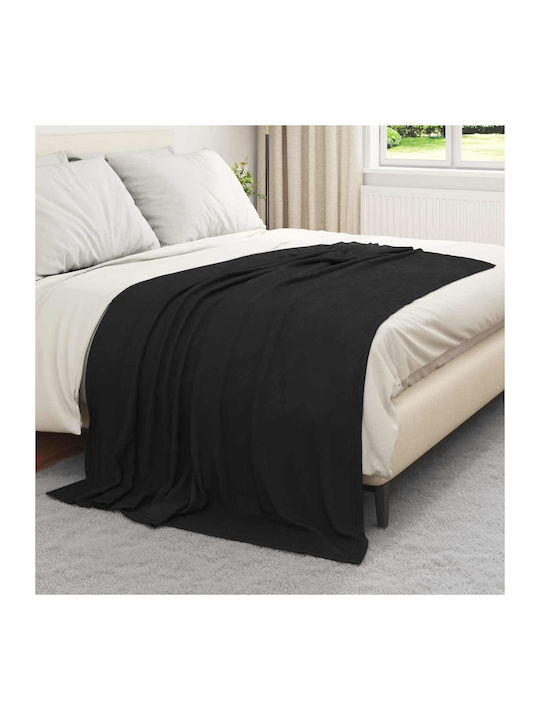 vidaXL Ριχτάρι Πολυθρόνας Fleece 200x150εκ. Μαύρο