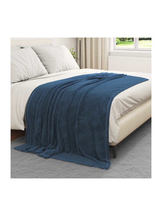 vidaXL Ριχτάρι Πολυθρόνας Fleece 150x200εκ. Σκούρο Μπλε 42016806