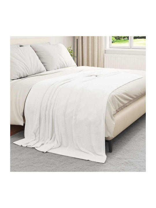 vidaXL Ριχτάρι Πολυθρόνας Fleece 150x200εκ. Λευκό