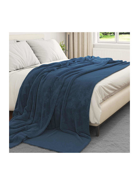vidaXL vidaXL Sofa Throw 2 Seater Fleece 220x240cm Dark Blue