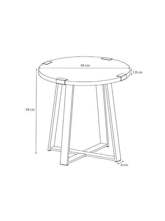 Round Side Coffee Table Pedro Wooden Black / Anthracite W44xL44xH58cm