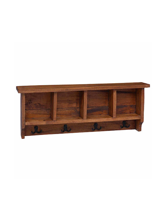 vidaXL Κρεμάστρα Τοίχου Ξύλινη 8 Θέσεων Καφέ 70x27x11cm