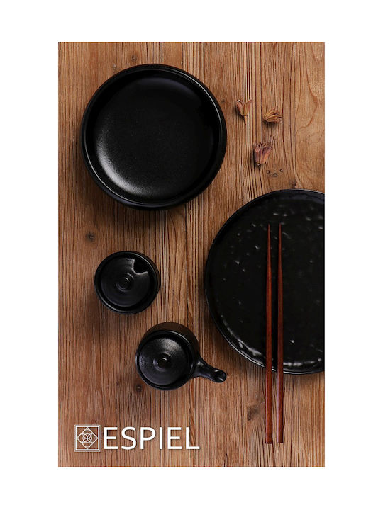 Espiel Mianmar Set of 5pcs Jars General Use with Lid Ceramic Black 100ml