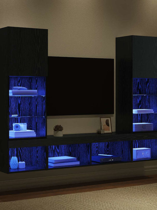 Wohnzimmer TV-Einheit Black Beech mit Beleuchtung L40.5xB30xH102cm