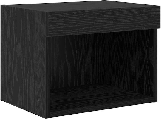 Living Room TV Unit with Showcase & Lighting Black Beech L100xW30xH30cm