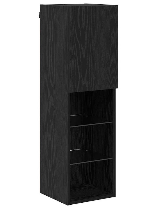 Wohnzimmer TV-Einheit Black Beech mit Vitrine & Beleuchtung