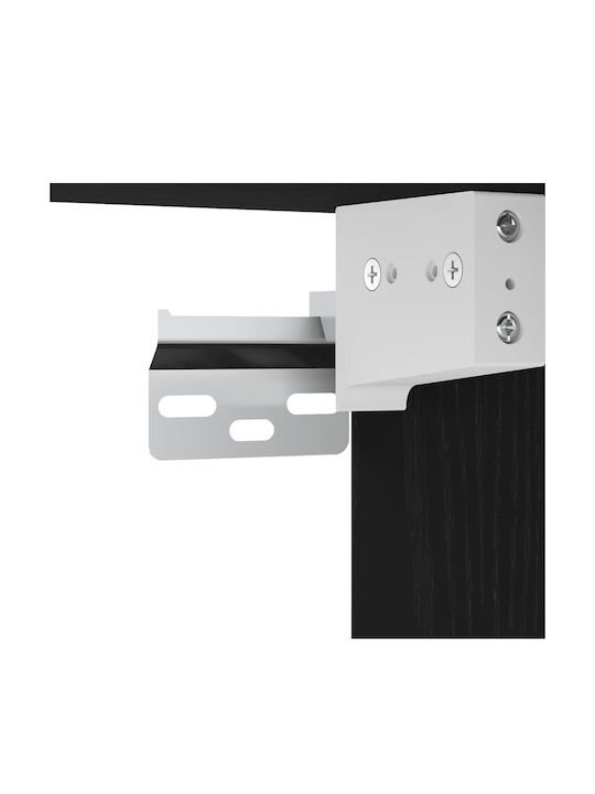 Wohnzimmer TV-Einheit Black Beech mit Vitrine & Beleuchtung L100xB30xH30cm