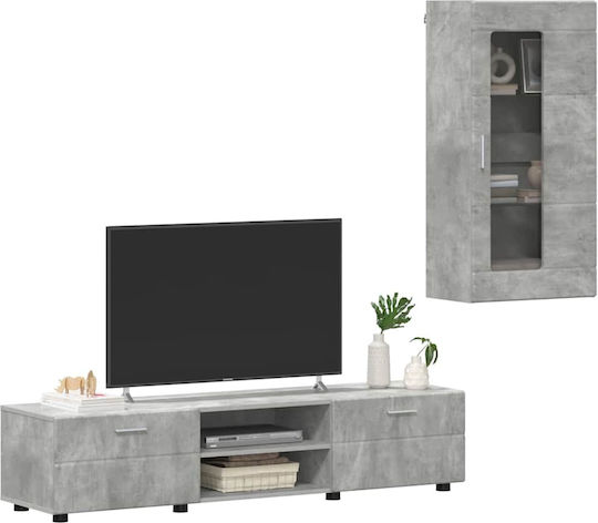 Living Room TV Unit Gray M150xW39xH30cm