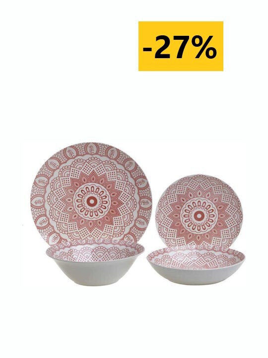 Click Red Porcelain Dinnerware Set 19pcs