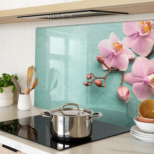 Tulup Wandsticker & Wandgemälde Schutzglasplatte Küchenarbeitsplatte Orchidee 80x52 Cm