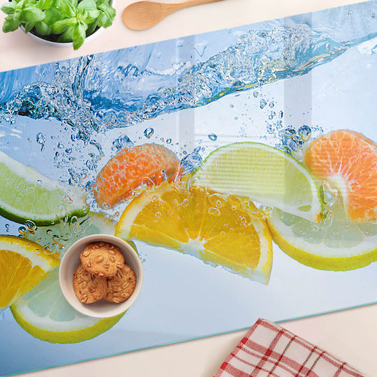 Glass Kitchen Cutting Board Counter Protection Water Citrus 80x52 Cm
