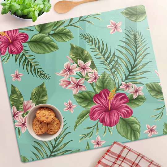Robustes Dekoratives Glas-Schneidebrett Küchen Hawaii Blumen 60x52 cm