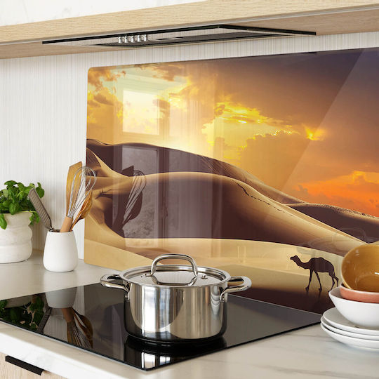 Glass Kitchen Cutting Board Hardened Glass Sahara Camel 80x52 Cm