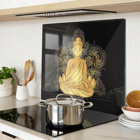 Glass Kitchen Cutting Board High Durability Tempered Glass Seated Buddha 60x52 Cm