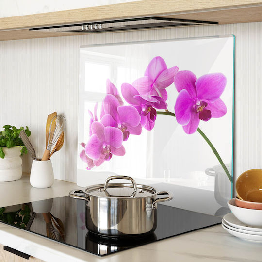 Dekorative Glas-Schneidefläche für Küchenarbeitsplatte Gebogenes Glas Rosa Orchidee 60x52 cm