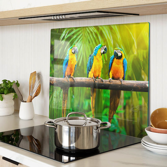 Tocătoare De Bucătărie Din Sticlă Decorativă Rezistentă Ramură De Papagal 60x52 Cm